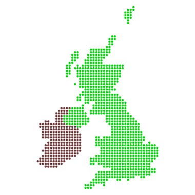 Noktalı piksel Büyük Britanya ve İrlanda Haritası