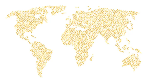 Modèle de carte du monde des icônes d'étoiles spatiales — Image vectorielle