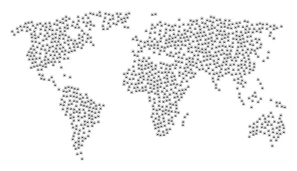 Collage mappa mondiale di oggetti ragno — Vettoriale Stock