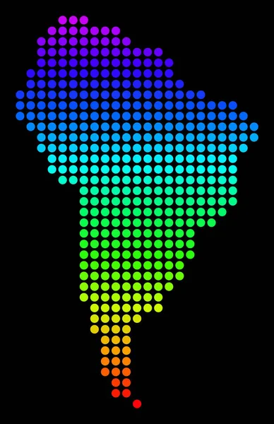 Noktalı piksel spektrum Güney Amerika harita — Stok Vektör