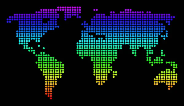 Карта мира точек пиксельного спектра — стоковый вектор