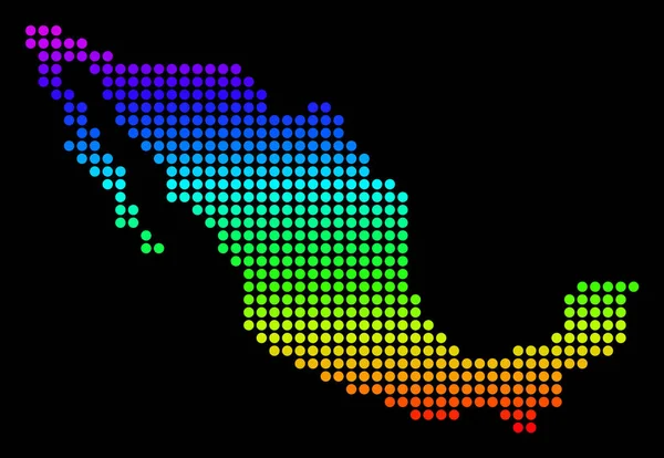 Mapa pontilhado do Pixel Spectrum México —  Vetores de Stock