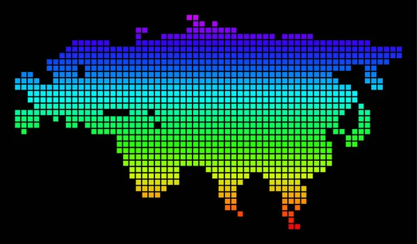 Spectrum Pixel Dotted Eurasia Map — Stock Vector