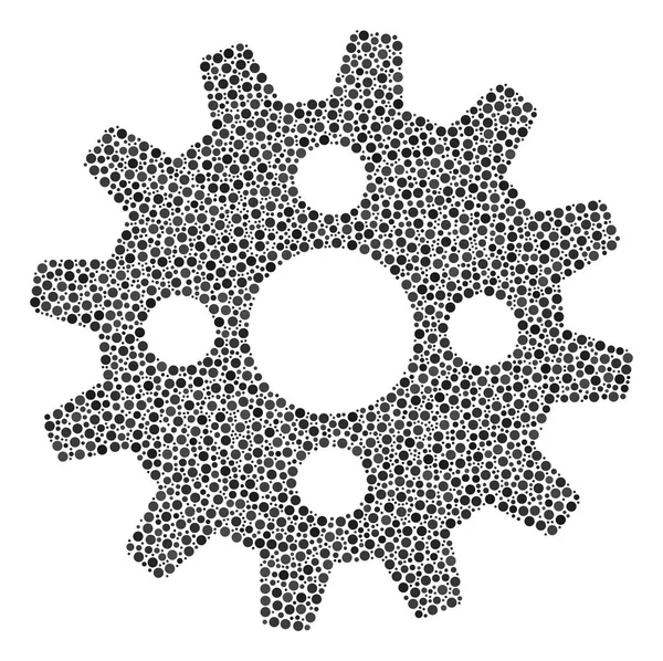 Cogwheel Mosaic de pequenos círculos — Vetor de Stock