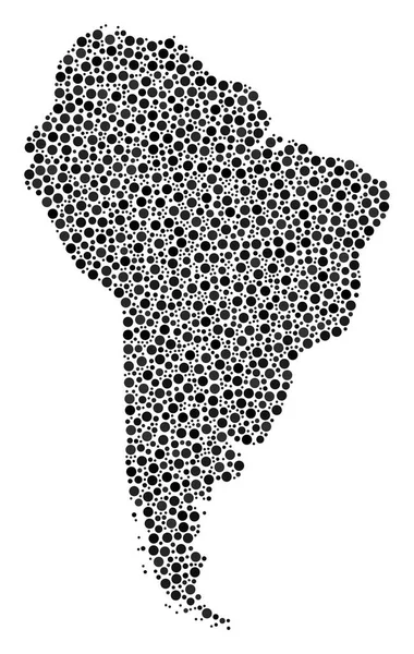 América do Sul Mapa Mosaico de pequenos círculos —  Vetores de Stock