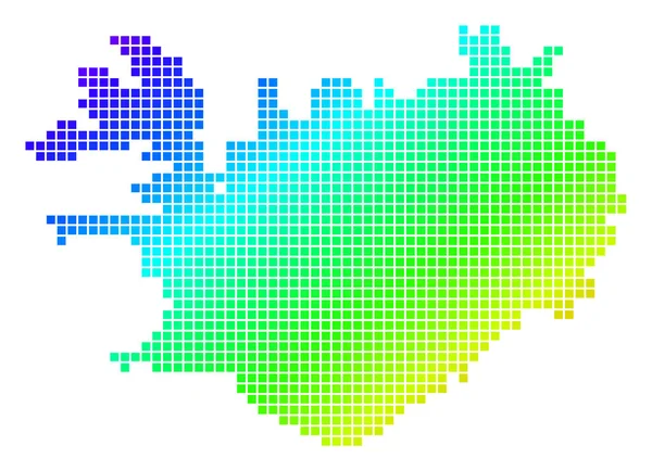 点線ピクセル スペクトル アイスランド マップ — ストックベクタ