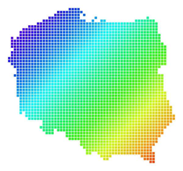 Pixel punteggiato Spectrum Polonia Mappa — Vettoriale Stock