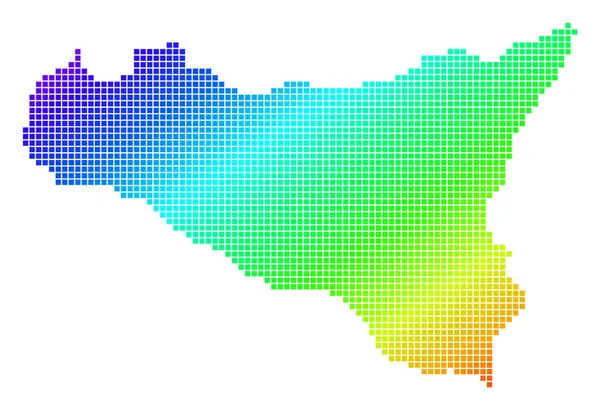 Mapa pontilhado de Pixel Spectrum Sicilia —  Vetores de Stock