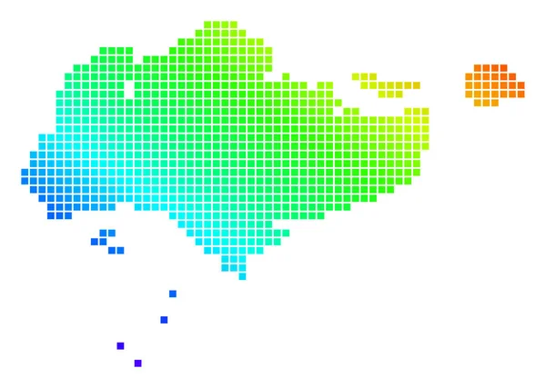 Dotted Pixel Spectrum Singapore Map — Stock Vector