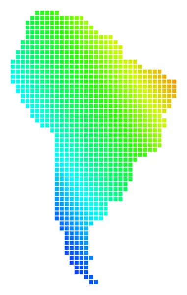Mapa Ameryki Południowej spektrum kropkowane pikseli — Wektor stockowy