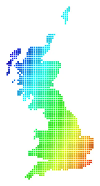 Mapa Wielkiej Brytanii spektrum kropkowane pikseli — Wektor stockowy