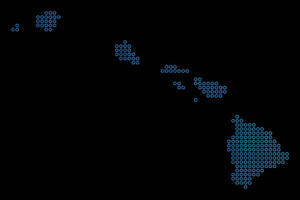 Circle Dot Havaii öarna karta — Stock vektor