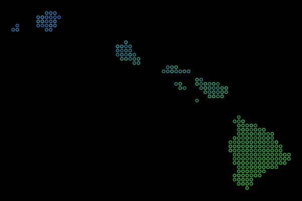 Mapa de Islas Havaii de punto de círculo — Vector de stock
