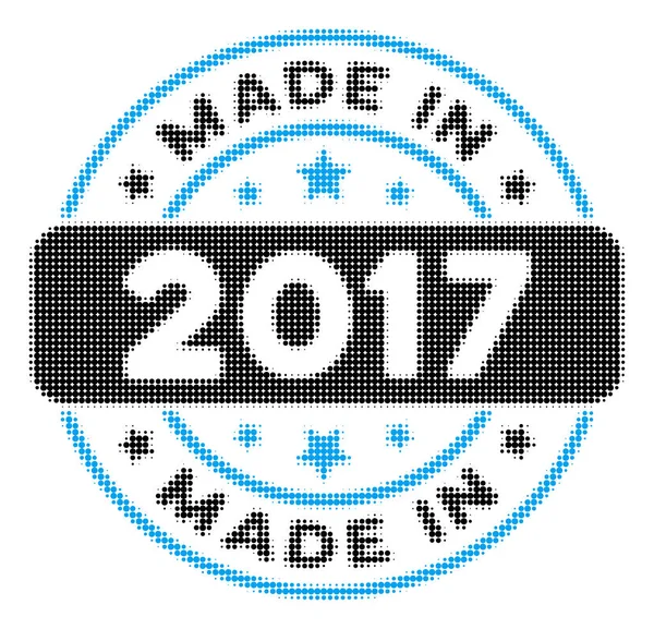 Fabriqué en 2017 Timbre Halftone Icône — Image vectorielle