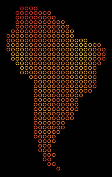 Mapa Ameryki Południowej ogień dot — Wektor stockowy