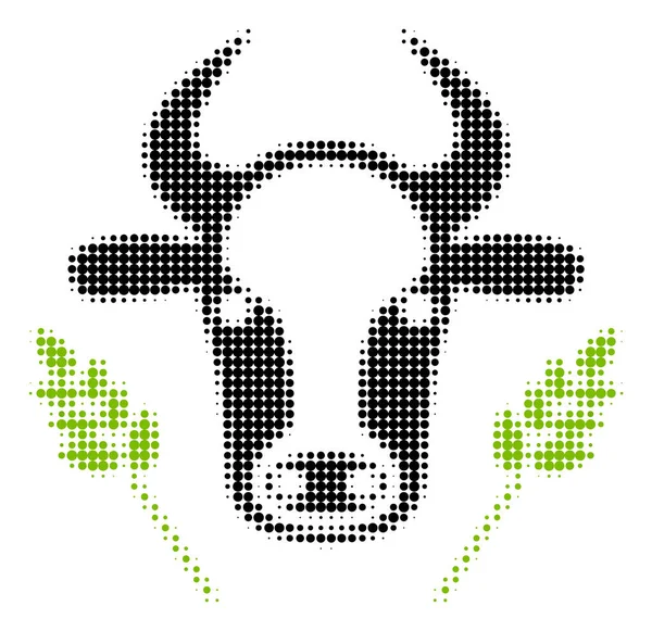 Cow And Wheat Agriculture Halftone Icon — Stock Vector