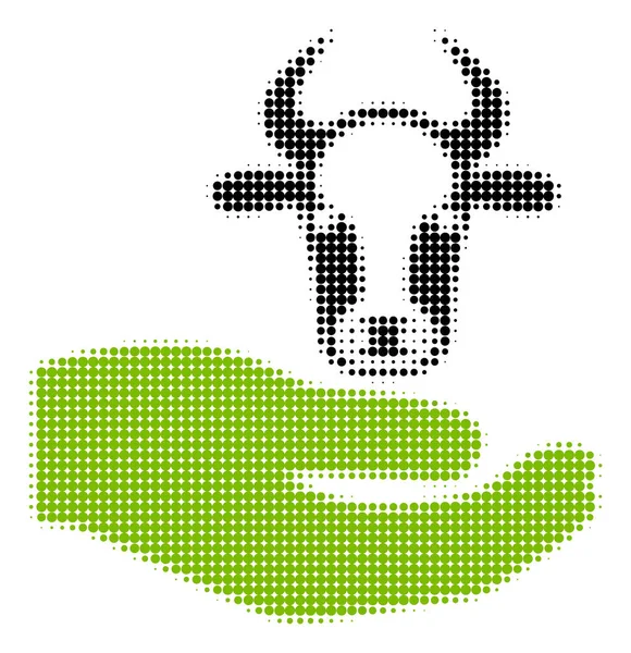Cow Care Hand Halftone Icon — Stock Vector