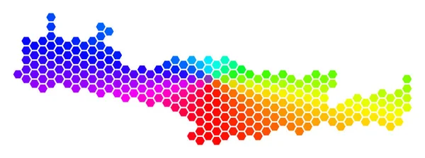 Spectrum Hexagon Crete Island Map — Stock Vector
