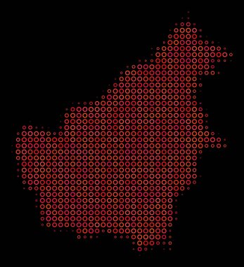 Yarı ton kırmızı Borneo Adası Haritası