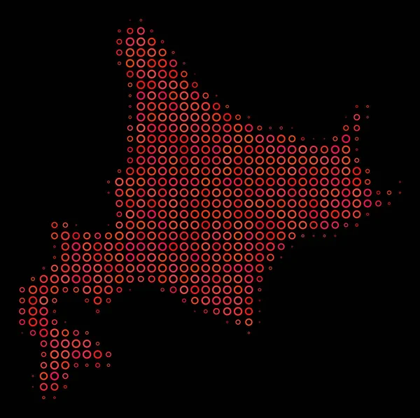Yarı ton kırmızı Hokkaido Adası Haritası — Stok Vektör