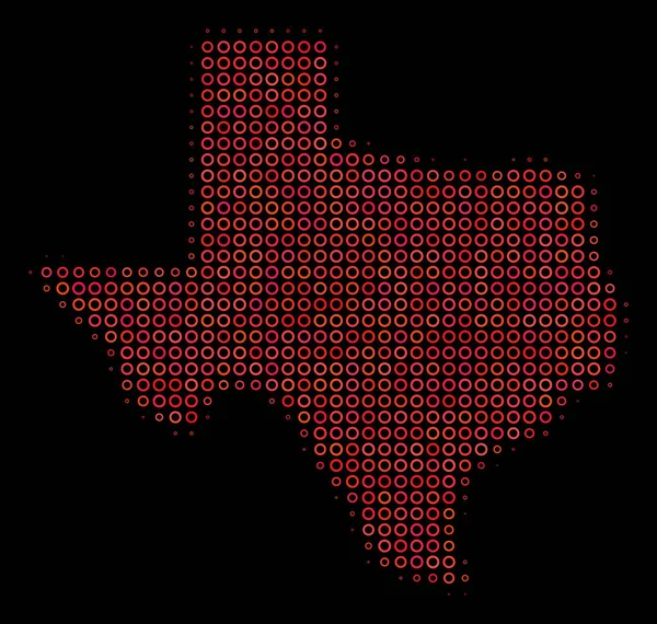 Mapa de Halftone Red Texas — Vetor de Stock
