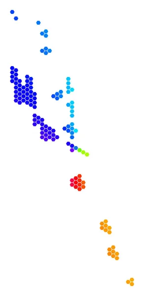 Spectrum Hexagon Vanuatu Islands Map — Stock Vector
