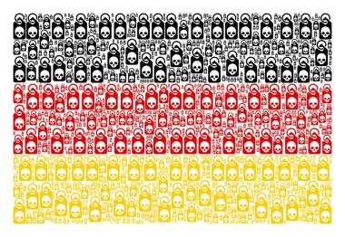 Ölüm kafatası etiket öğelerini Almanya bayrağı mozaiği