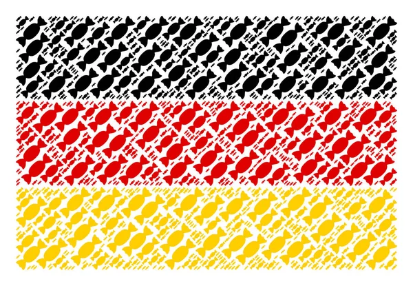 Deutsches Fahnenmuster mit Süßigkeiten-Ikonen — Stockvektor