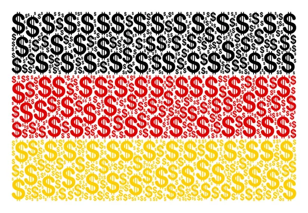 Alemanha Bandeira Colagem de itens de dólar — Vetor de Stock