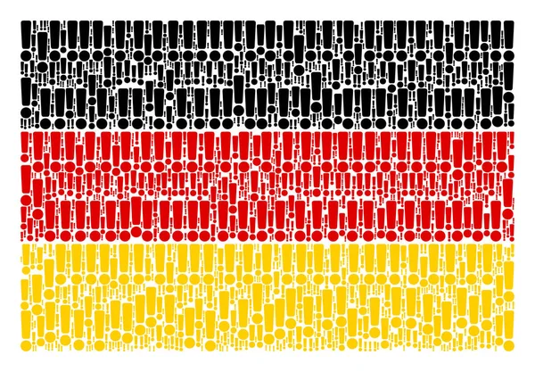 Bandera de Alemania Mosaico de signo de exclamación iconos — Archivo Imágenes Vectoriales