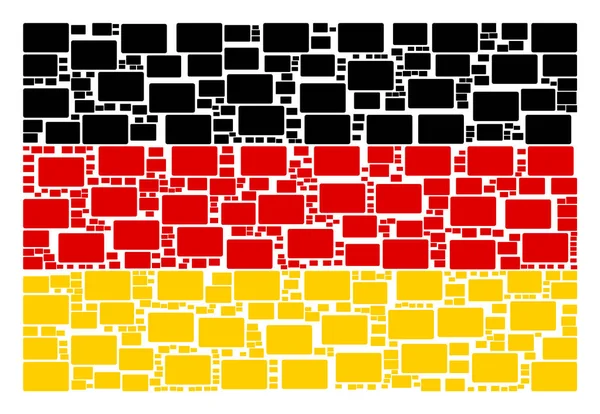 Duitse vlag mozaïek van opgevulde rechthoek pictogrammen — Stockvector