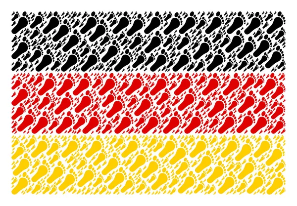 Patrón de Bandera Alemana de Objetos de Huella Humana — Archivo Imágenes Vectoriales