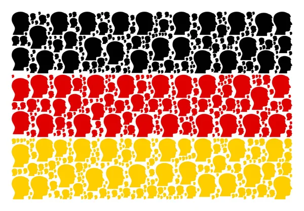 Bandera de Alemania Mosaico del Hombre Head Profile Iconos — Archivo Imágenes Vectoriales