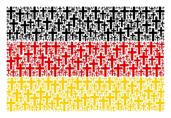 German Flag Mosaic of Religious Cross Icons — Stock Vector