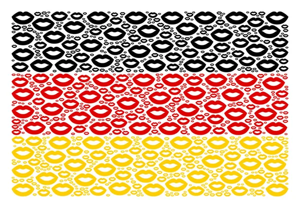 Bandera de Alemania Mosaico de labios sexy Artículos — Archivo Imágenes Vectoriales