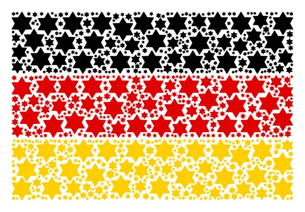 Deutschland Flaggencollage aus sechs spitzen Sternen — Stockvektor