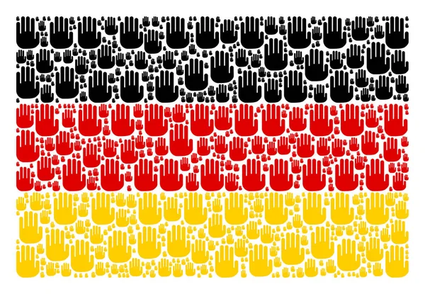 Deutsche Flaggencollage aus Stop-Hand-Ikonen — Stockvektor