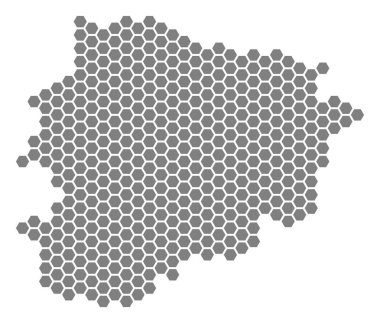 Gri altıgen Andorra Haritası