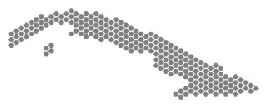 Gri altıgen Küba Haritası