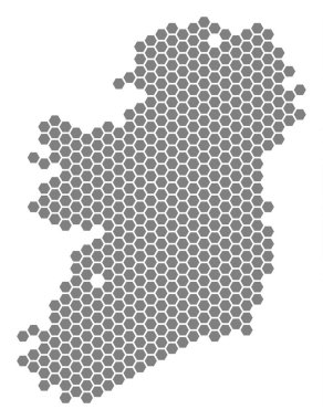 Gri altıgen İrlanda ada Haritası