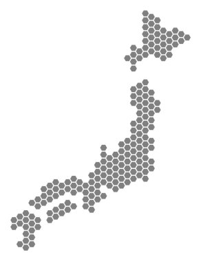Gri altıgen Japonya Haritası