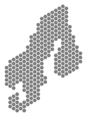 Gri altıgen Scandinavia harita