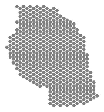 Gri altıgen Tanzanya Haritası