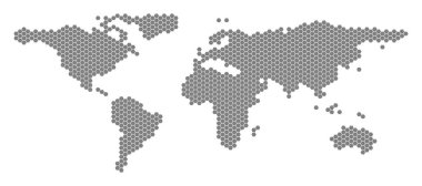 Gri altıgen Dünya Haritası