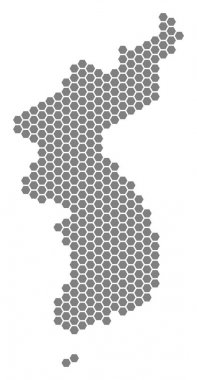 Gri altıgen Kuzey ve Güney Kore Haritası