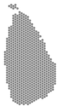 Gri altıgen Sri Lanka ada Haritası