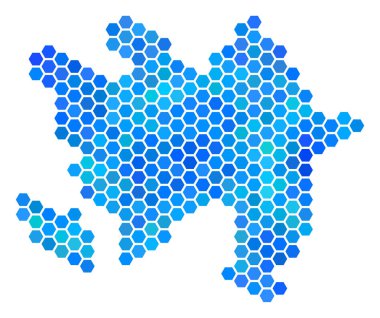 Mavi altıgen Azerbaycan Haritası