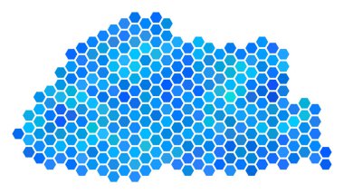 Mavi altıgen Bhutan Haritası