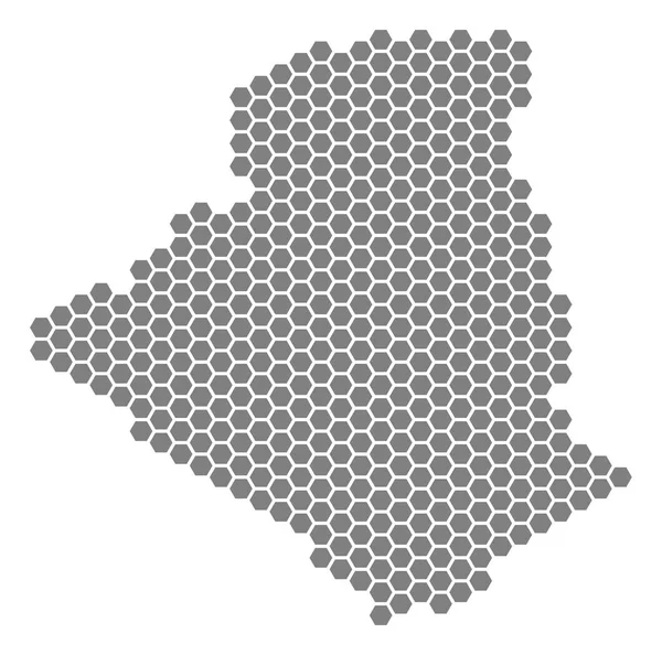 Hexágono gris Argelia mapa — Vector de stock
