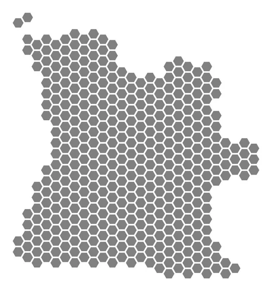 Mappa Grey Hexagon Angola — Vettoriale Stock